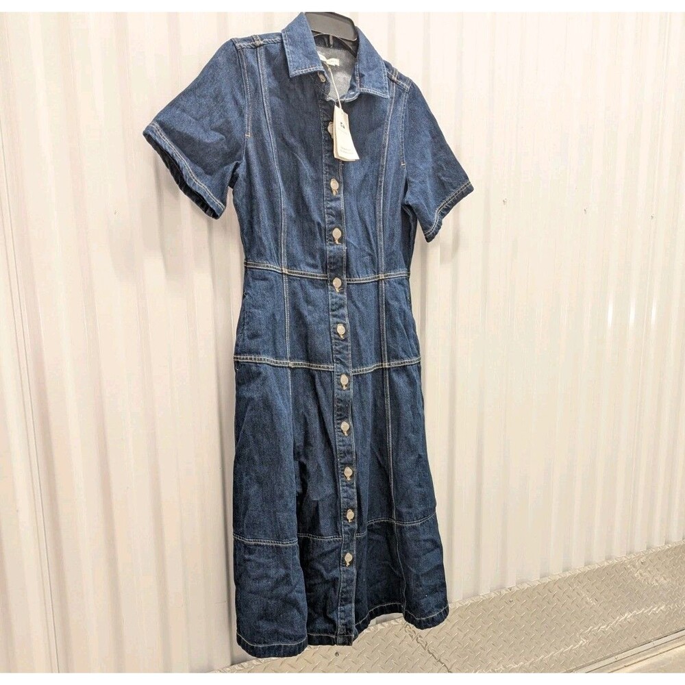Y2K Western Cowgirl Denim Midi Dress Boho Cottagecore Button Front NWT Small - Picture 5 of 12